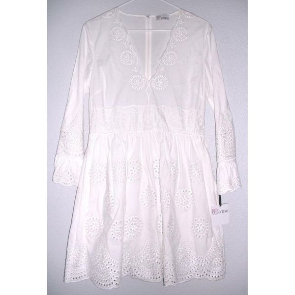 Red Valentino Sangallo Embroidered White Dress 42 - Picture 4 of 8